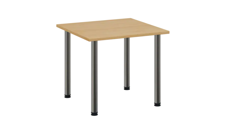 CRTR 80 jídelní stůl, kovová podnož chrom, deska 25 mm, 800x800 mm, javor horský